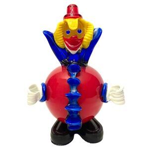 VTG Murano Italy Art Glass 7.5" BALL CLOWN FIGURINE Fratelli Pitau Sculpture